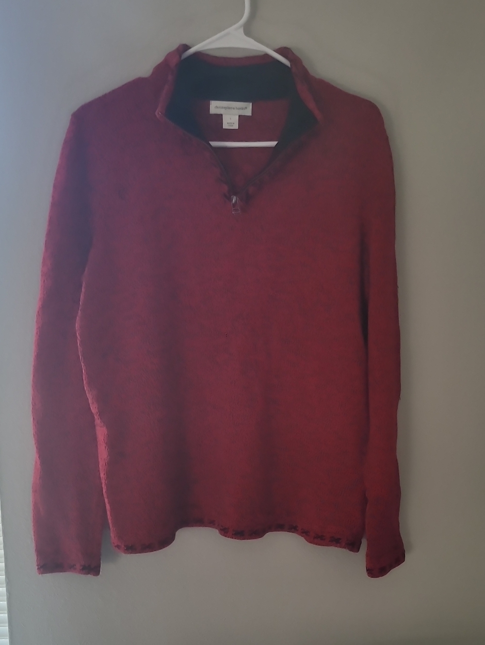 Christopher & Banks Men's Burgundy Half-Zip Sweater